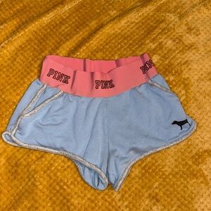 PINK Victoria's Secret Light Blue Shorts with Pink Waistband